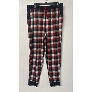 Cuddl Duds Womens‎ Fleece Jogger Pajama Pant XL Plaid Black Red Lounge Soft #11